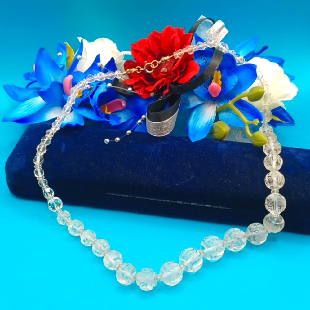 Clear Quartz Carved Beaded Necklace - Picture 5 of 7